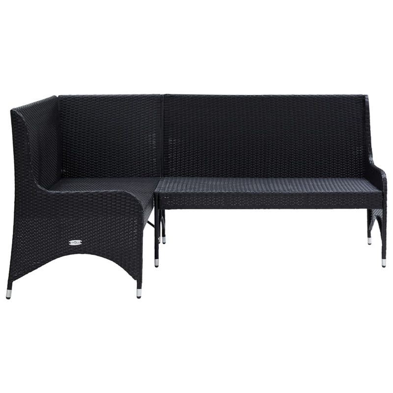 vidaXL PE Rattan Modular Garden Sofa Set of 2 in Black & Cream/White