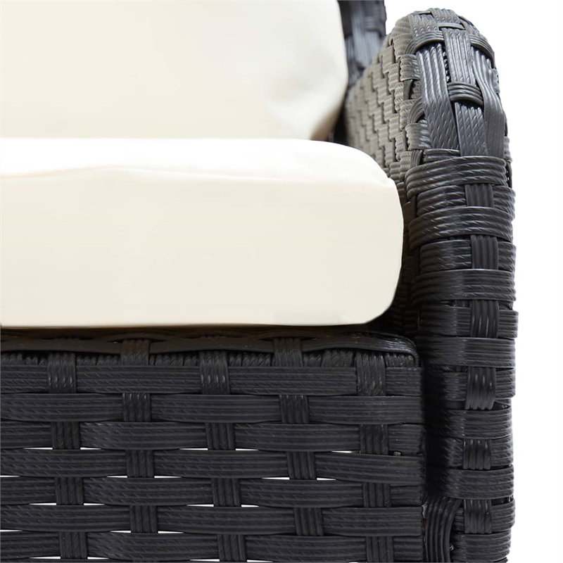 vidaXL PE Rattan Modular Garden Sofa Set of 2 in Black & Cream/White