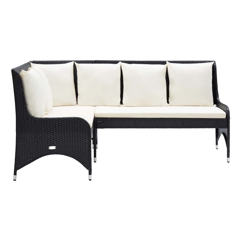 vidaXL PE Rattan Modular Garden Sofa Set of 2 in Black & Cream/White