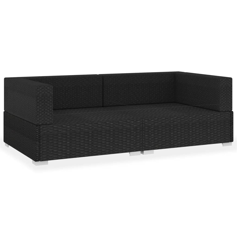 vidaXL Powder-Coated Steel Medium Adjustable Feet Patio Sofa in Black