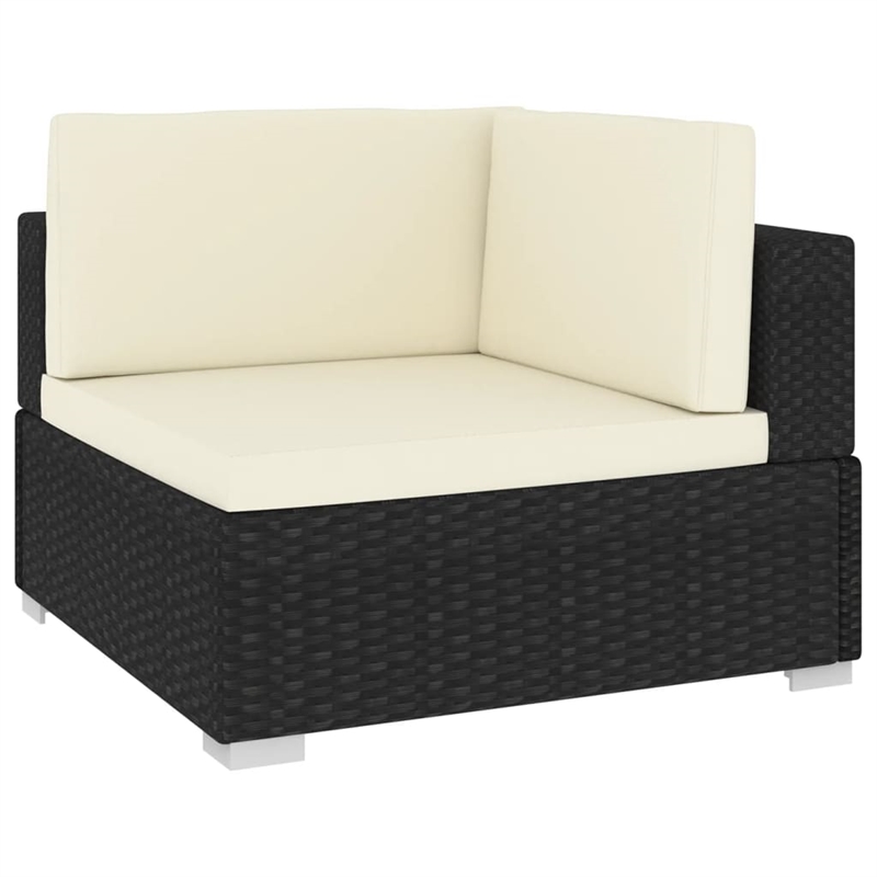 vidaXL Powder-Coated Steel Medium Adjustable Feet Patio Sofa in Black
