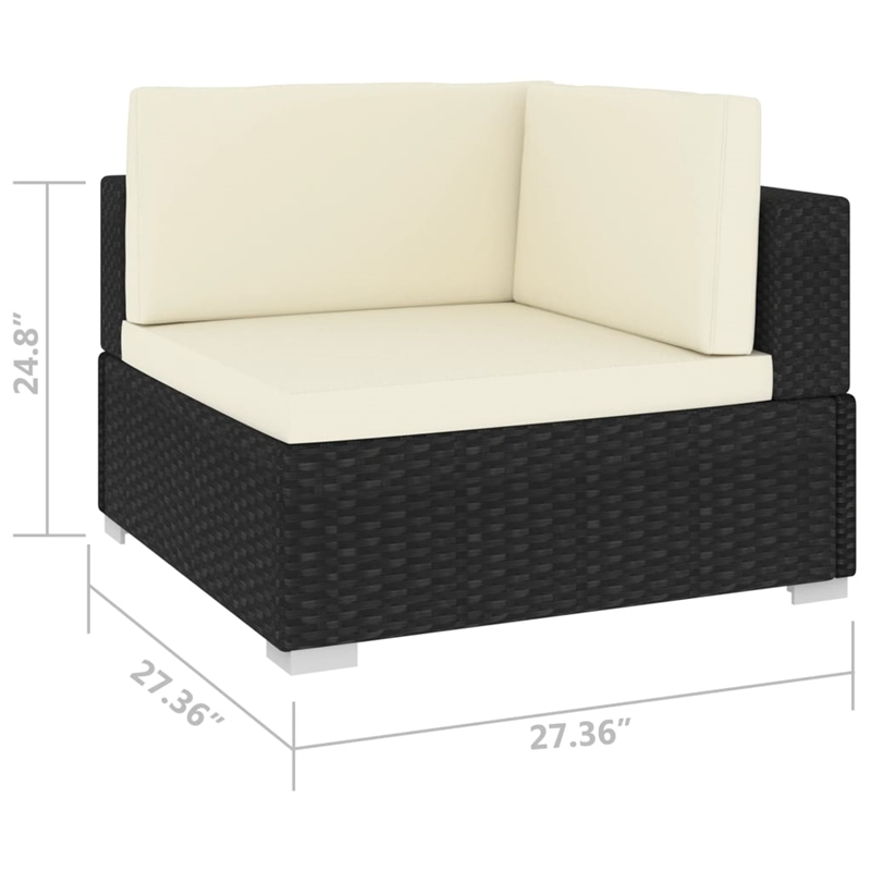 vidaXL Powder-Coated Steel Medium Adjustable Feet Patio Sofa in Black