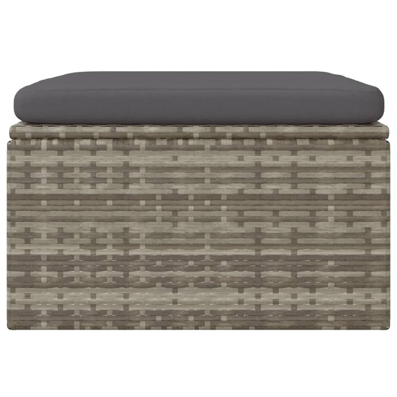 vidaXL PE Rattan & Powder-Coated Steel Footrest in Grey