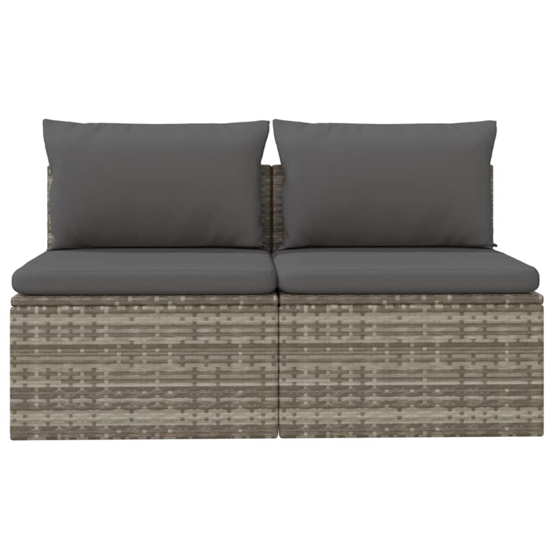 vidaXL 2-Seater Garden Sofa Poly Rattan 2-Seater Adjustable Feet in Grey