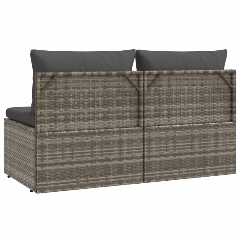 vidaXL 2-Seater Garden Sofa Poly Rattan 2-Seater Adjustable Feet in Grey