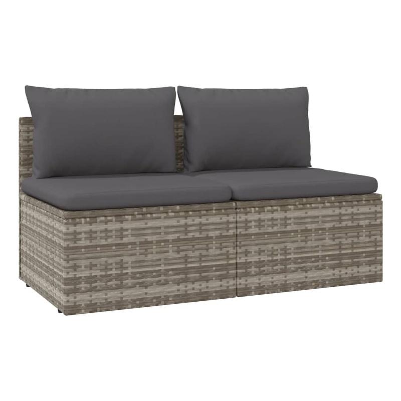 vidaXL 2-Seater Garden Sofa Poly Rattan 2-Seater Adjustable Feet in Grey