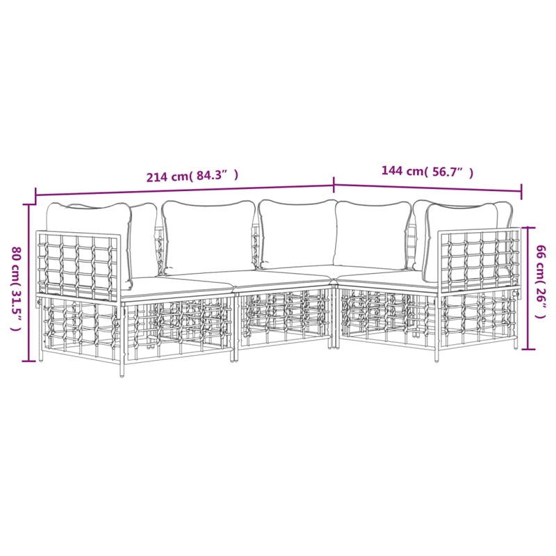vidaXL Poly Rattan Medium Modular Garden Lounge Set in Anthracite