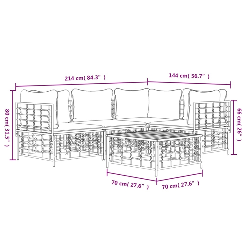 vidaXL Garden Lounge Set in Anthracite & Beige