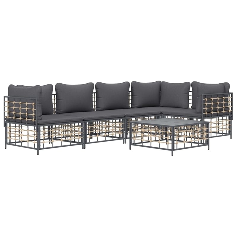 vidaXL Poly Rattan Large Modular Garden Lounge Set in Anthracite