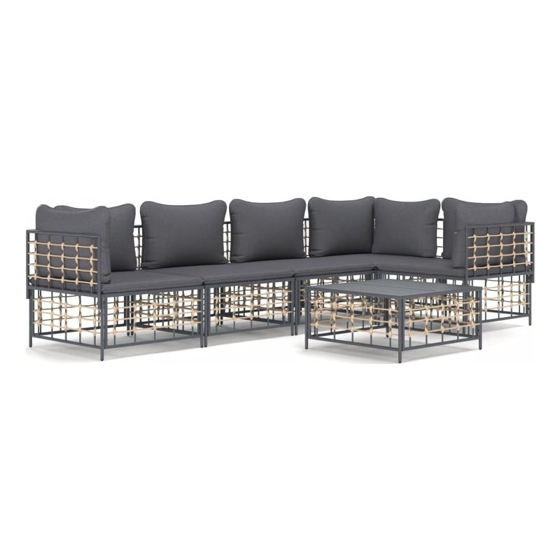 vidaXL Poly Rattan Large Modular Garden Lounge Set in Anthracite