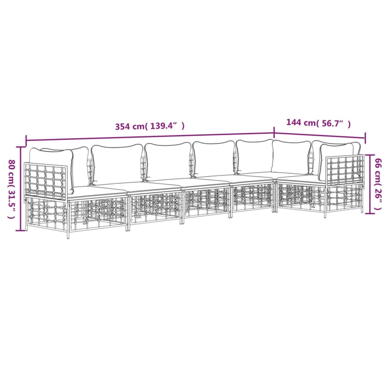 vidaXL Poly Rattan Large Modular Garden Lounge Set in Anthracite