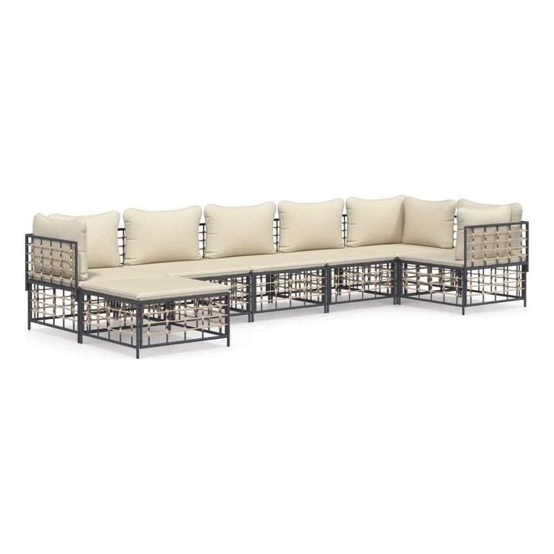 vidaXL Garden Lounge Set Dark Gray And Beige