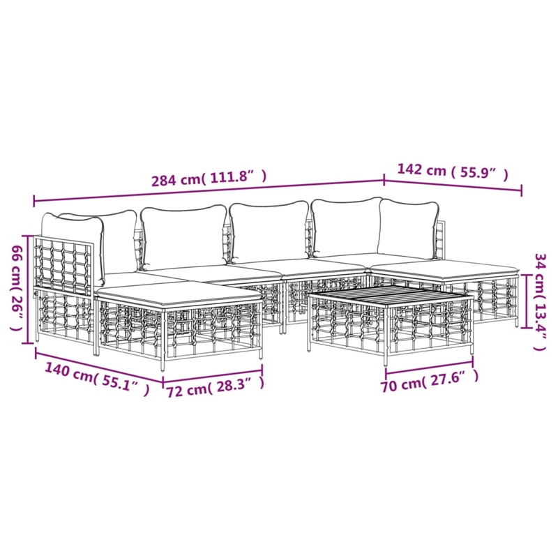 vidaXL Garden Lounge Set in Anthracite And Beige