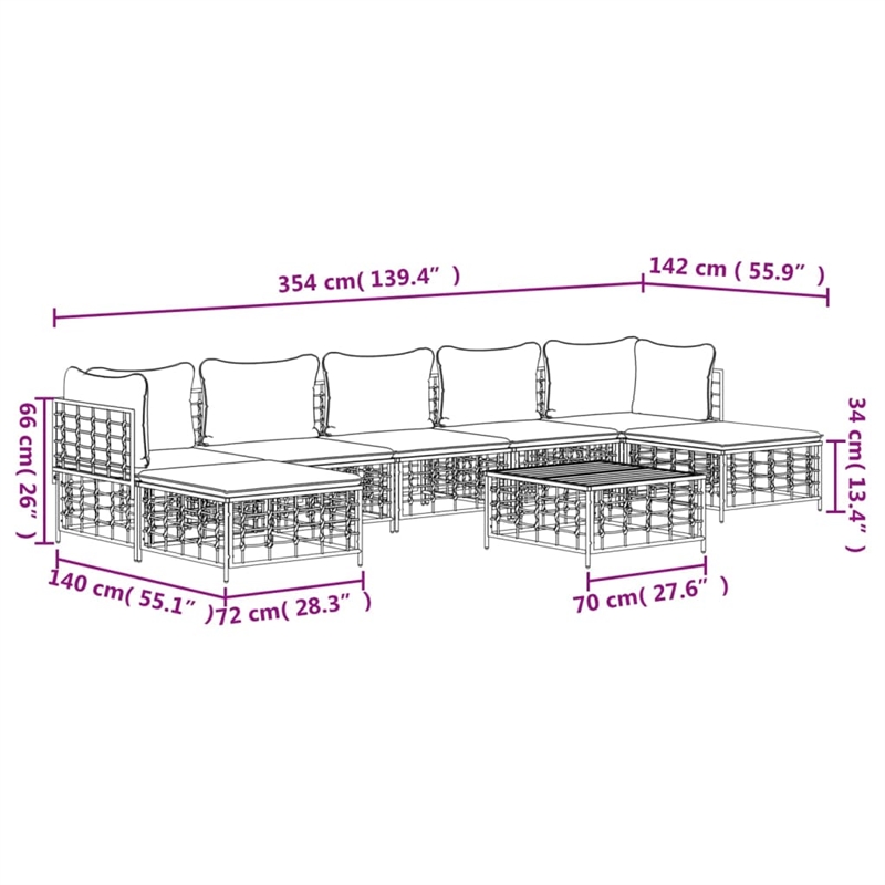 vidaXL Garden Lounge Set in Anthracite And Beige
