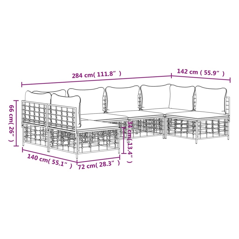 vidaXL Garden Lounge Set in Anthracite & Beige