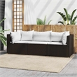 vidaXL Patio Lounge Set in Brown With Cream White Cushions