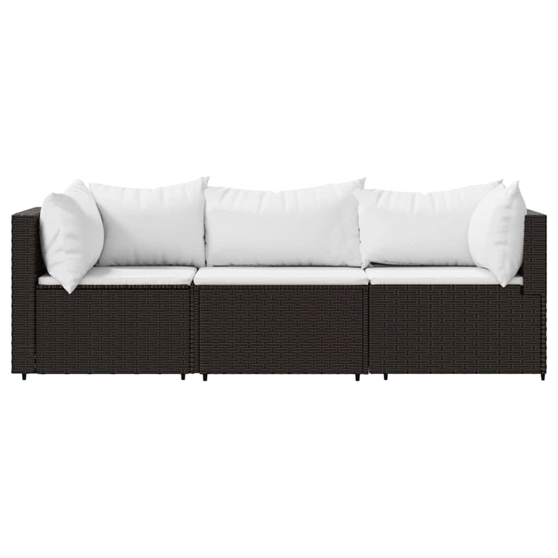vidaXL Patio Lounge Set in Brown With Cream White Cushions