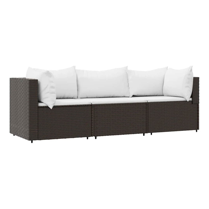 vidaXL Patio Lounge Set in Brown With Cream White Cushions