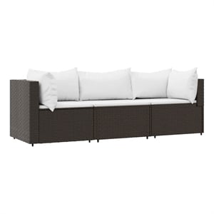 vidaXL Patio Lounge Set in Brown With Cream White Cushions
