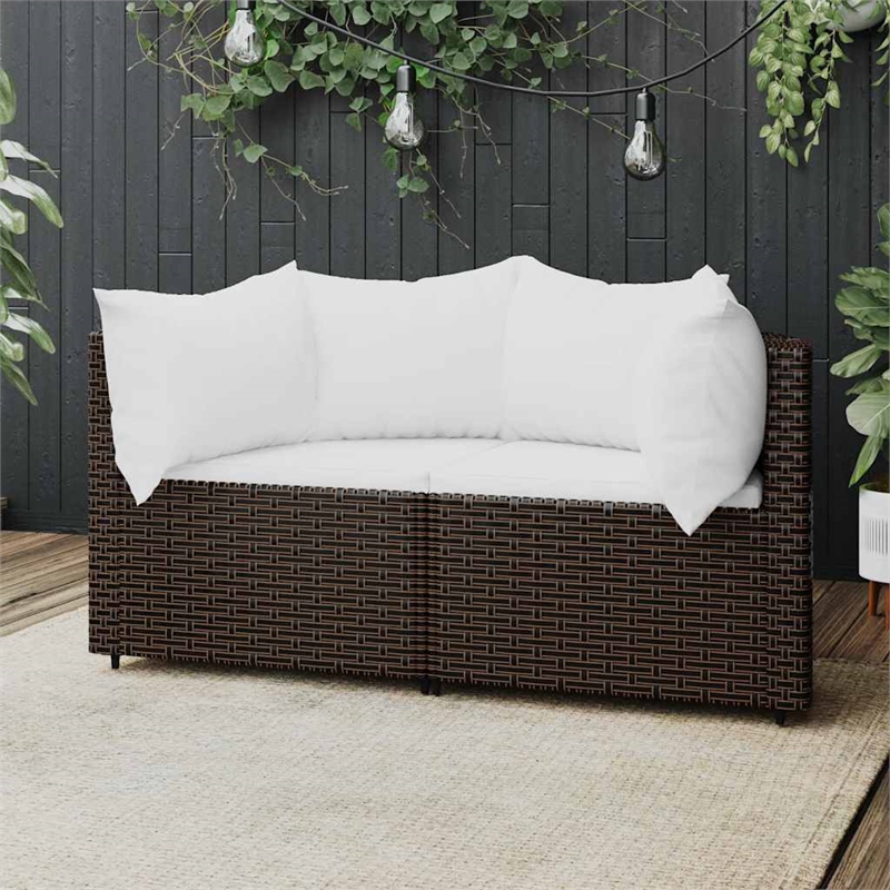 vidaXL Patio Corner Sofa Brown And Cream/White