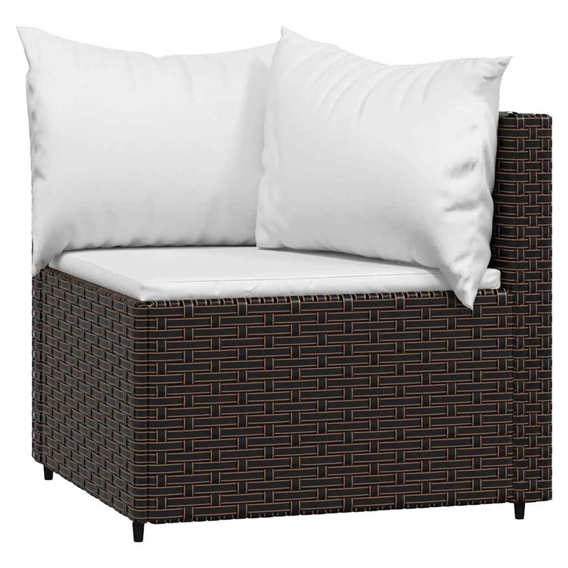 vidaXL Patio Corner Sofa Brown And Cream/White