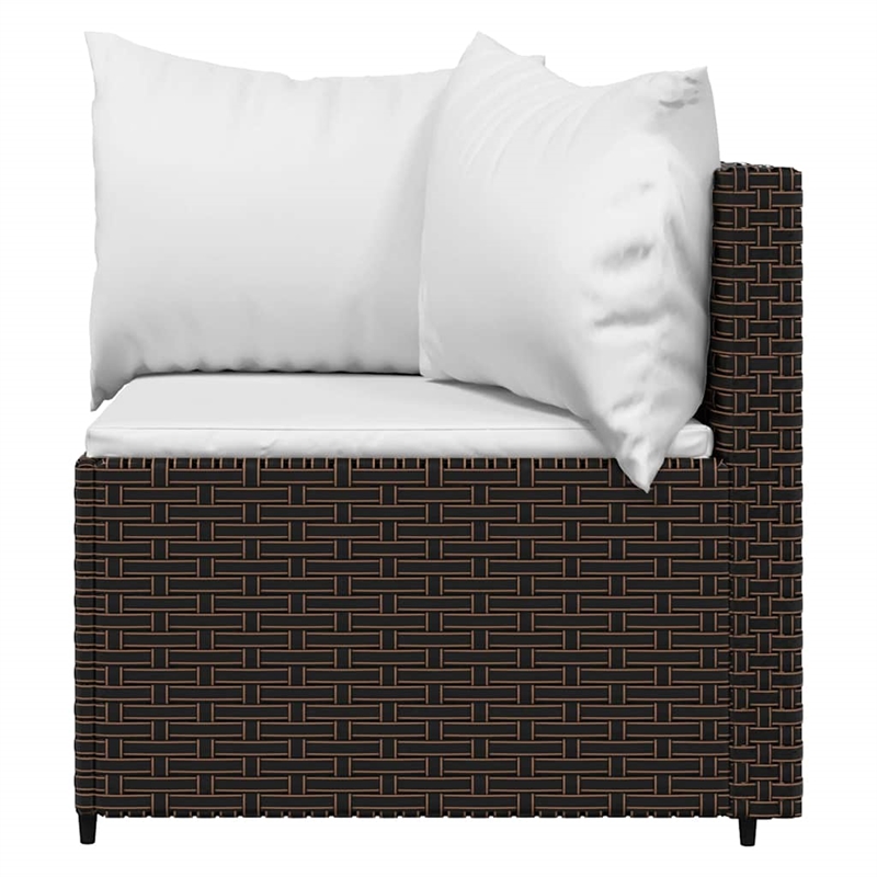vidaXL Patio Corner Sofa Brown And Cream/White