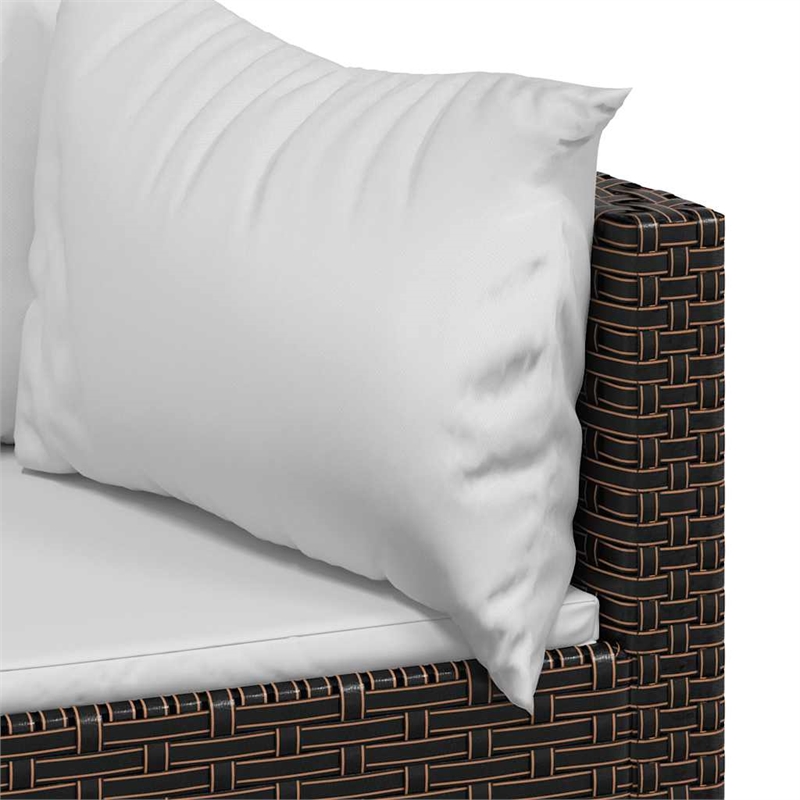 vidaXL Patio Corner Sofa Brown And Cream/White