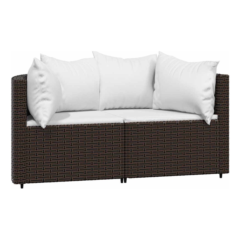 vidaXL Patio Corner Sofa Brown And Cream/White