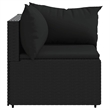 vidaXL PE Rattan Powder-Coated Steel & Polyester Patio Corner Sofa in Black