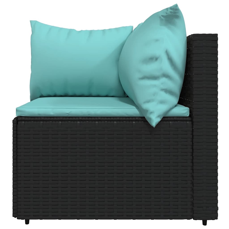 vidaXL Patio Lounge Set in Black & Water Blue