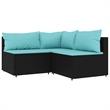 vidaXL Patio Lounge Set in Black With Water Blue Cushions