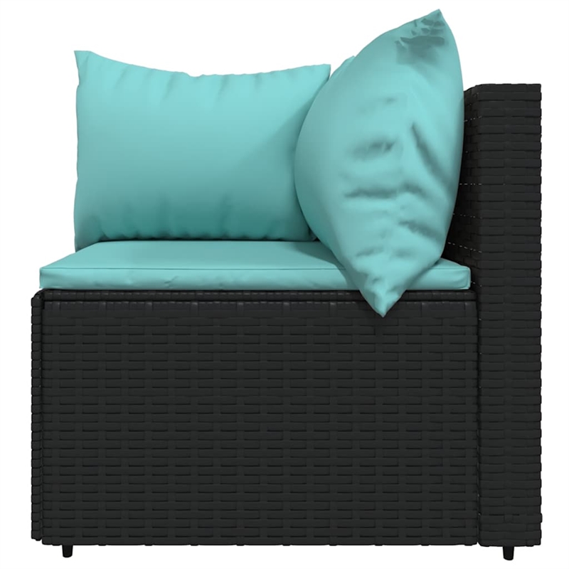 vidaXL Patio Lounge Set in Black & Water Blue