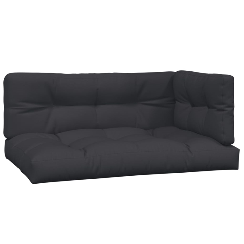 vidaXL Pallet Sofa Set Acacia Wood & Black Cushions