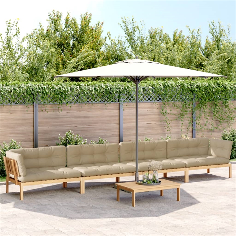 vidaXL Acacia Wood Large Seats Many Pallet Sofa Set in Brown Solid