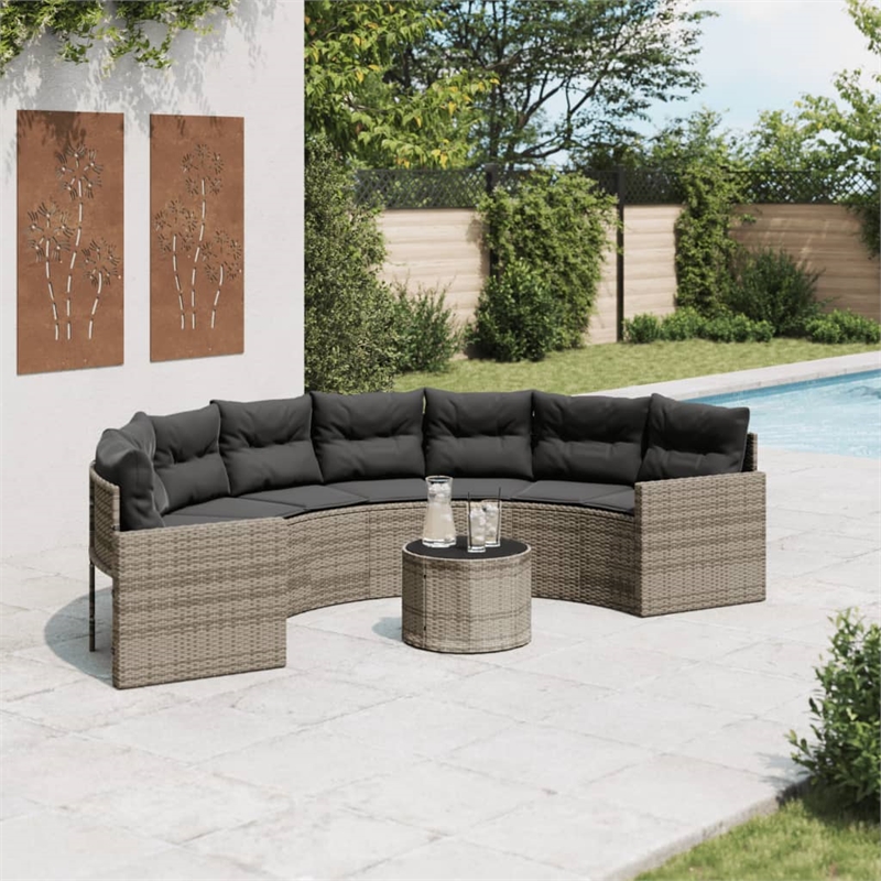 vidaXL Half-Round Garden Sofa in Gray