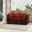 vidaXL Patio Corner Sofa in Brown & Cinnamon Red