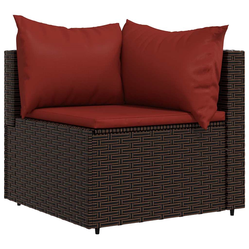 vidaXL Patio Corner Sofa in Brown & Cinnamon Red