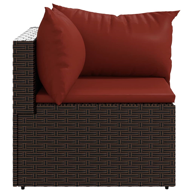 vidaXL Patio Corner Sofa in Brown & Cinnamon Red