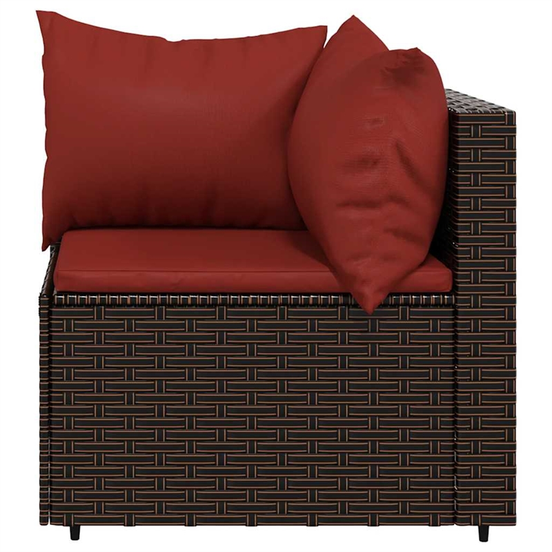vidaXL Patio Corner Sofa in Brown & Cinnamon Red