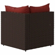 vidaXL Patio Corner Sofa in Brown & Cinnamon Red