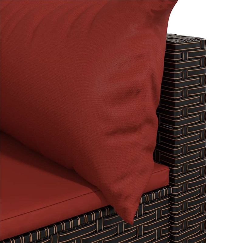 vidaXL Patio Corner Sofa in Brown & Cinnamon Red