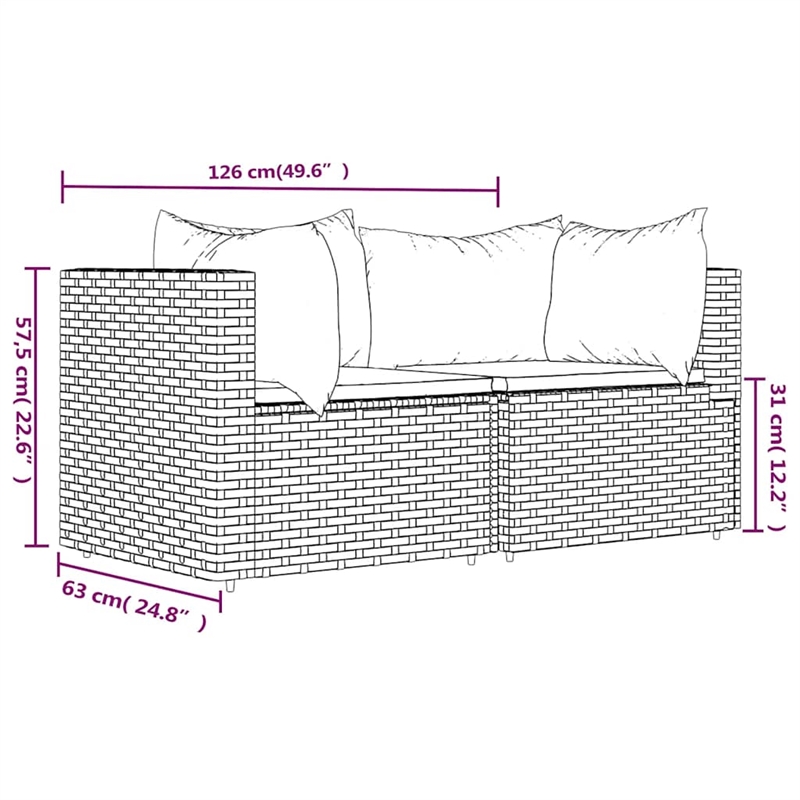 vidaXL Patio Corner Sofa in Brown & Cinnamon Red