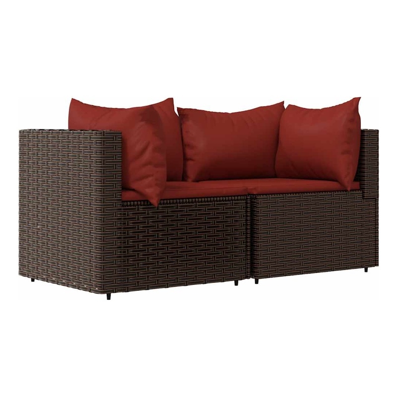 vidaXL Patio Corner Sofa in Brown & Cinnamon Red