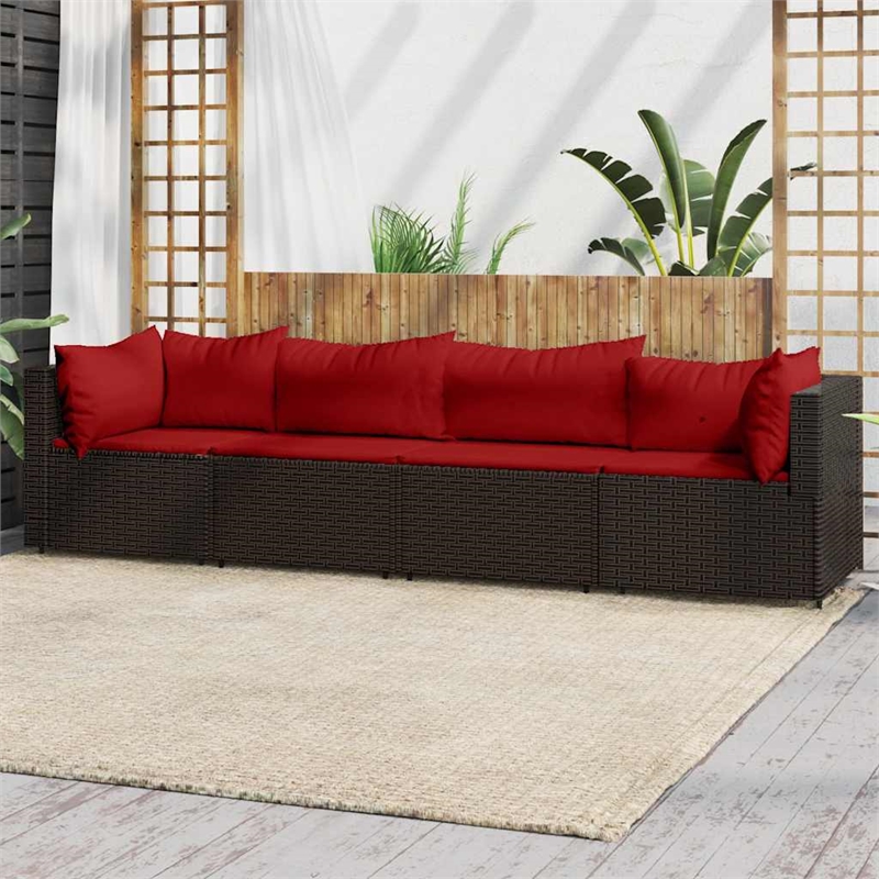 vidaXL Patio Lounge Set in Brown With Cinnamon Red Cushions