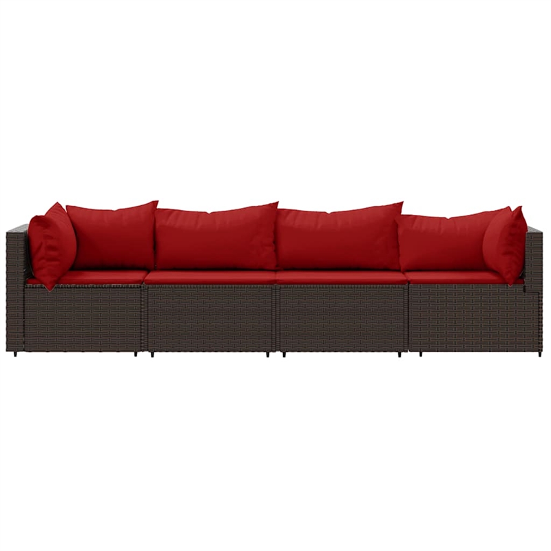 vidaXL Patio Lounge Set in Brown With Cinnamon Red Cushions