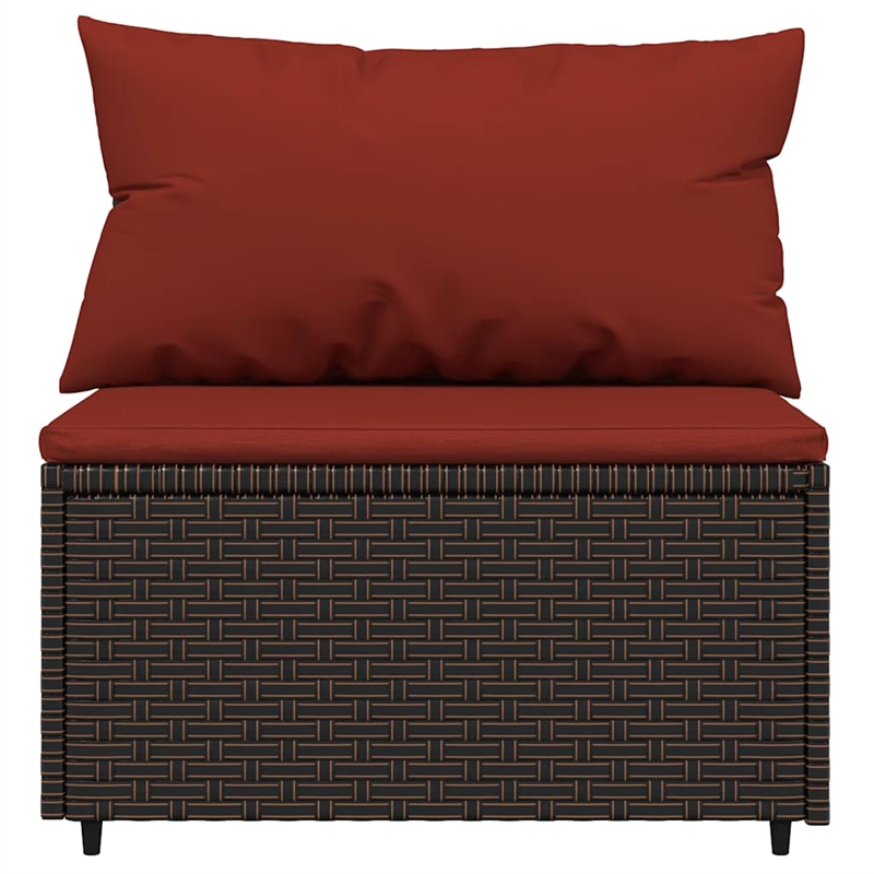 vidaXL Patio Lounge Set in Brown With Cinnamon Red Cushions
