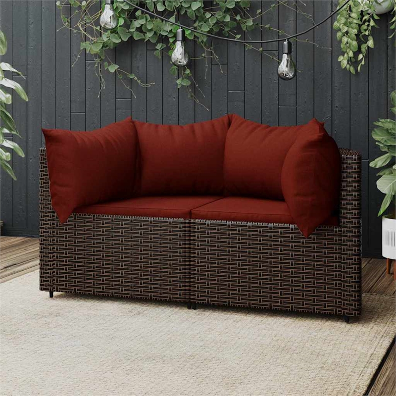vidaXL Patio Corner Sofa in Brown And Cinnamon Red