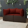 vidaXL Patio Corner Sofa in Brown And Cinnamon Red