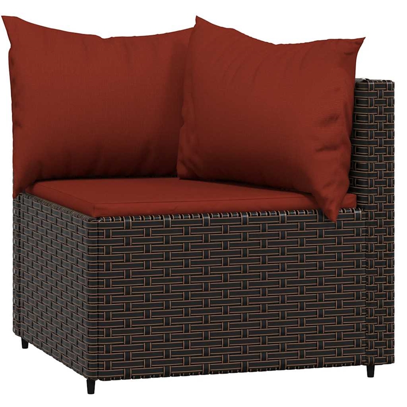 vidaXL Patio Corner Sofa in Brown And Cinnamon Red