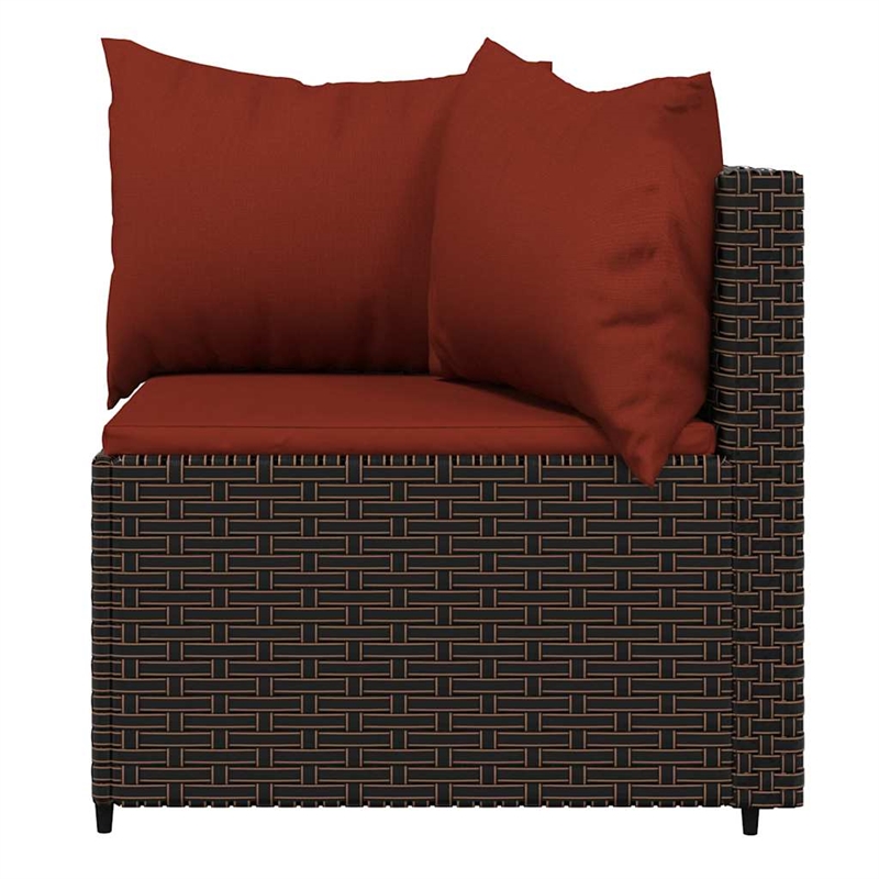vidaXL Patio Corner Sofa in Brown And Cinnamon Red